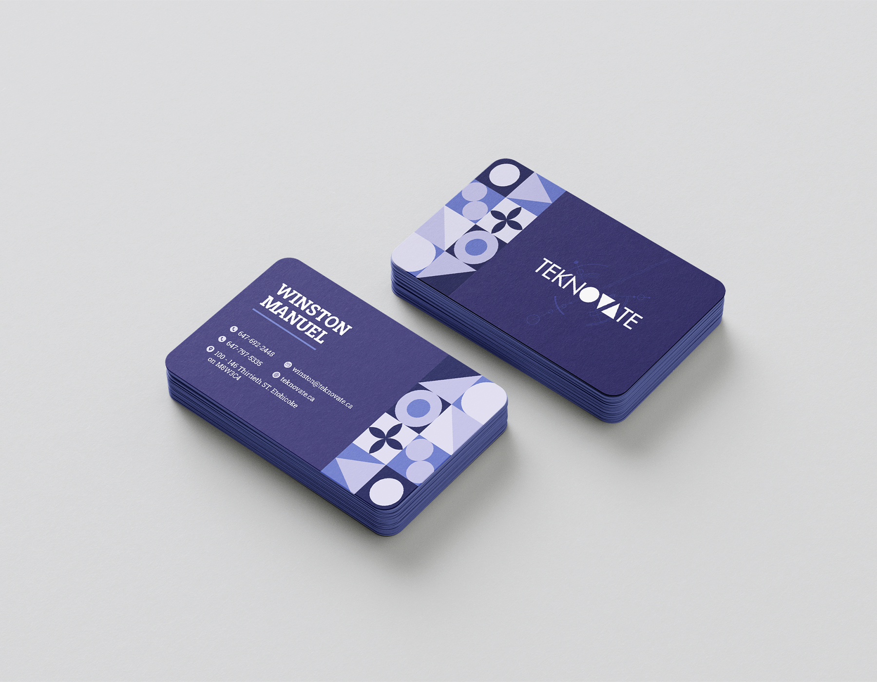 Modern purple corporate business card design.