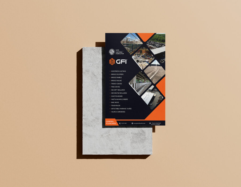 Corporate business flyer design with modern industrial branding.