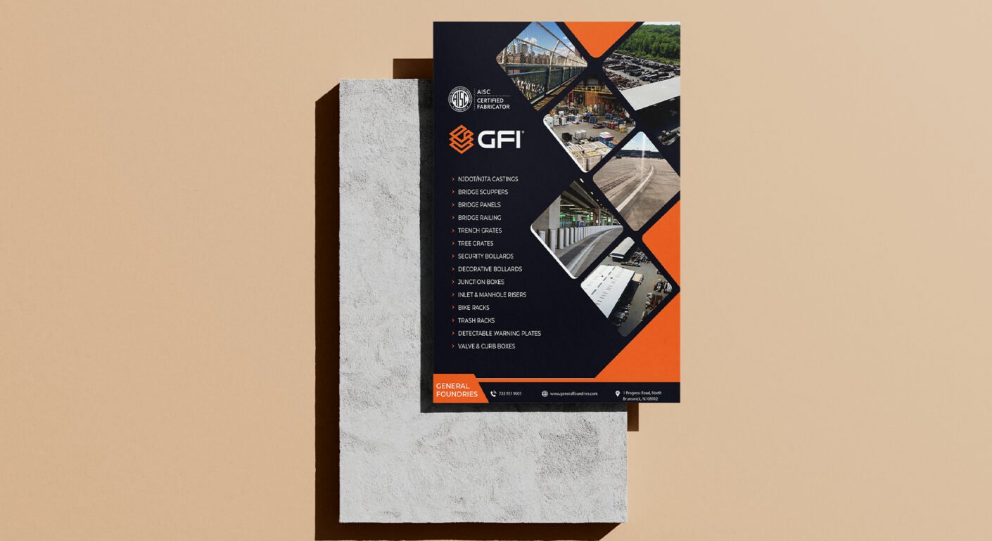 Corporate business flyer design with modern industrial branding.