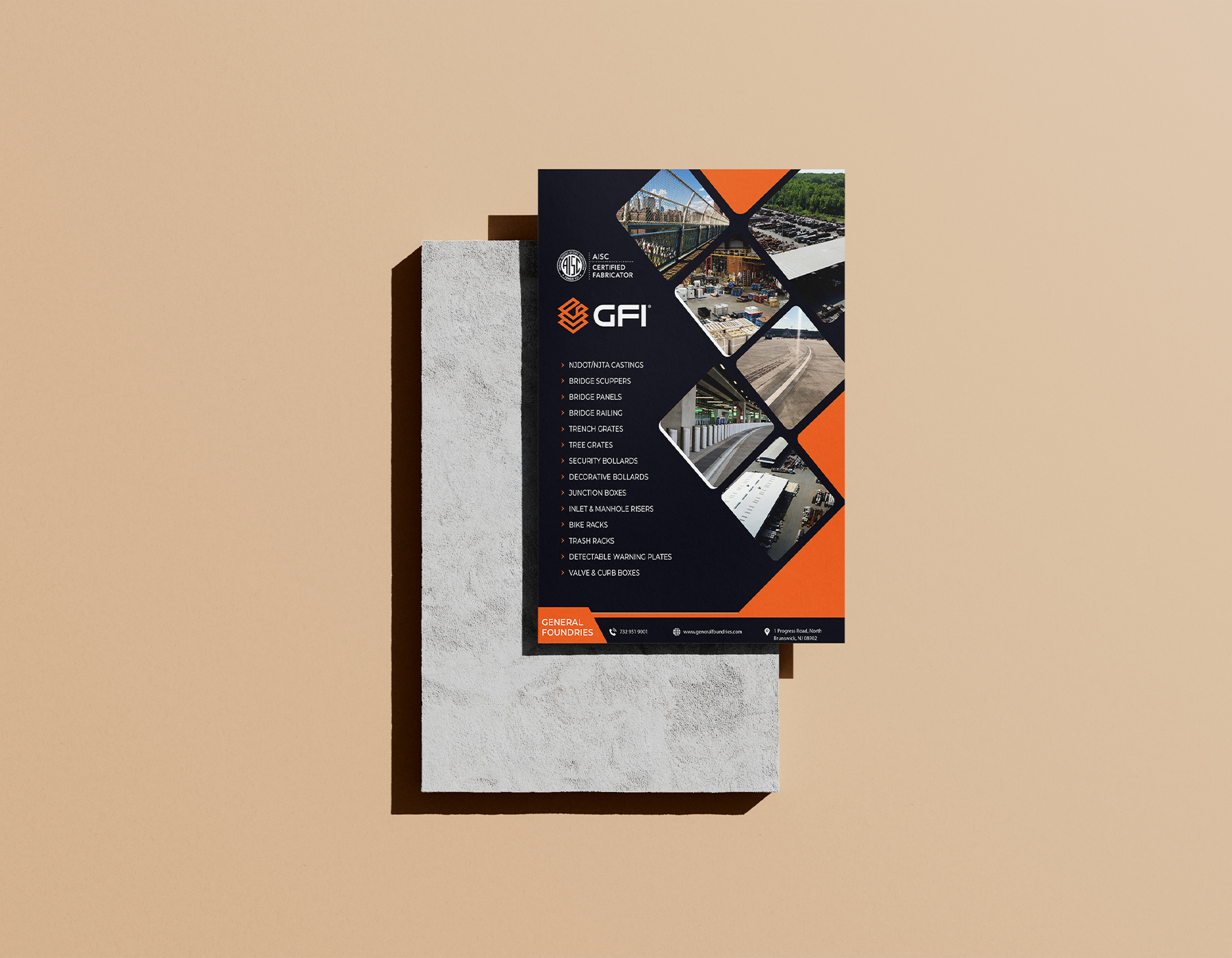 Corporate business flyer design with modern industrial branding.