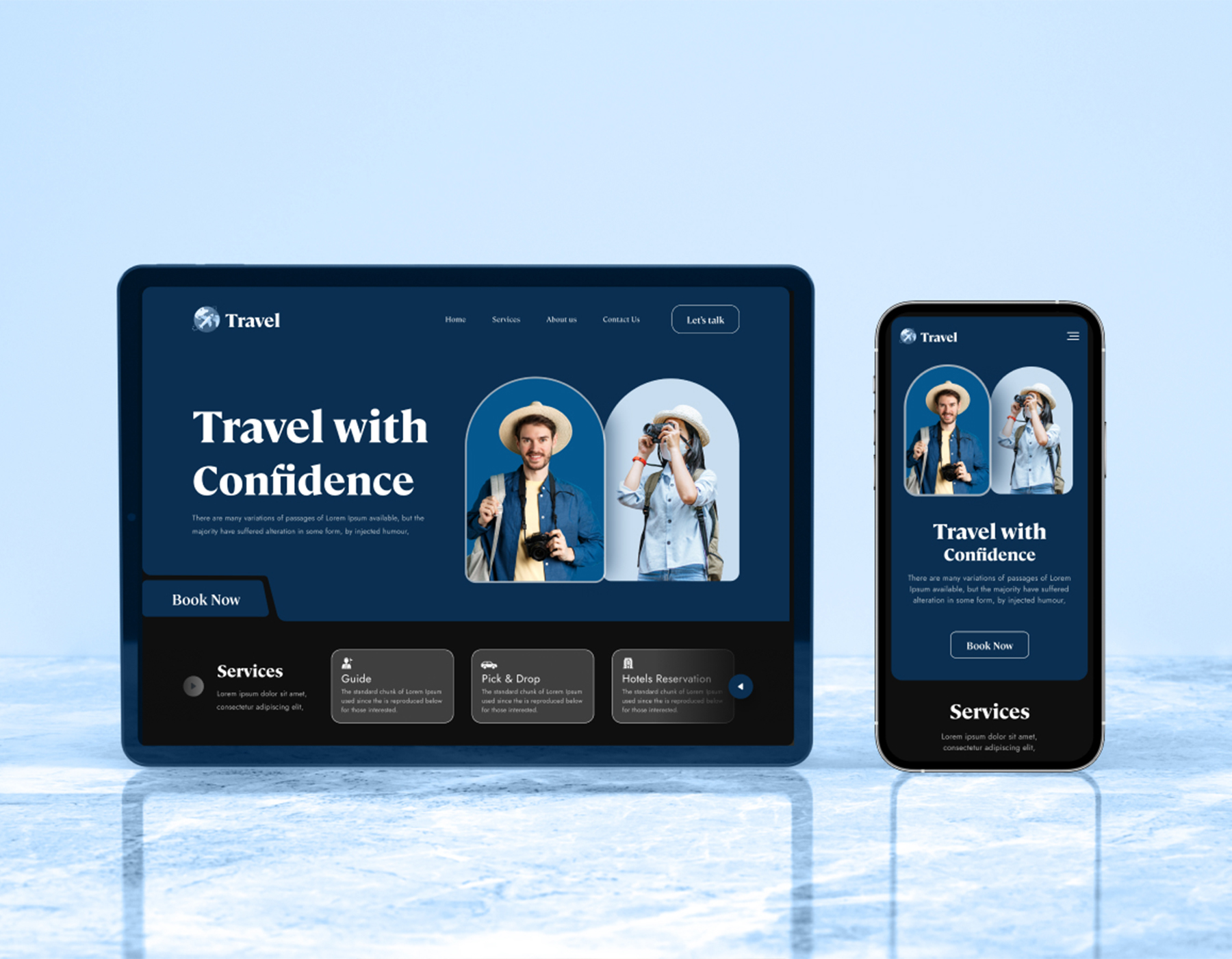 Travel booking website and mobile app design.