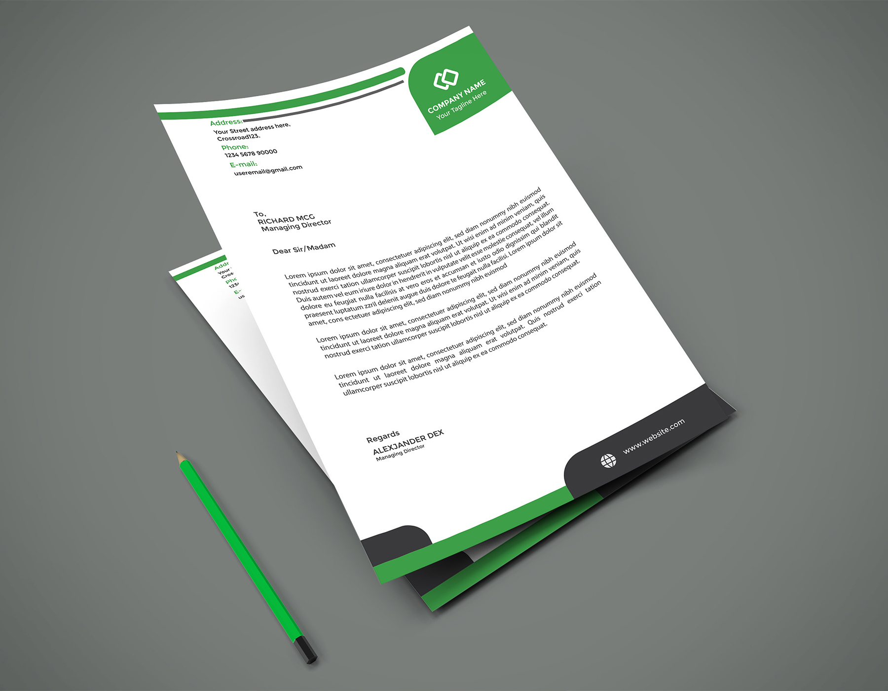 Modern corporate letterhead design template.