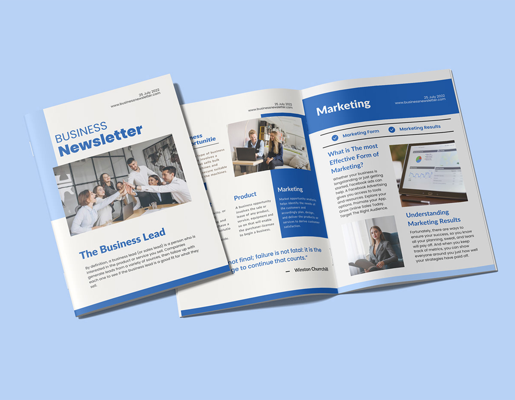 Professional business newsletter brochure layout design.
