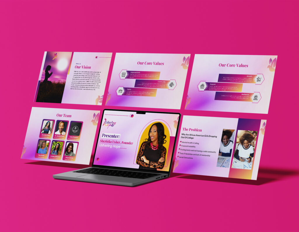 Professional nonprofit presentation deck design.
