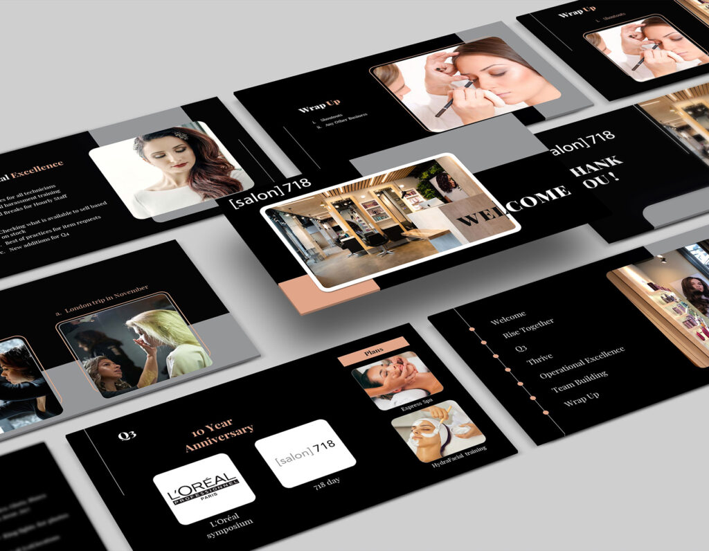 Beauty salon presentation slide design.
