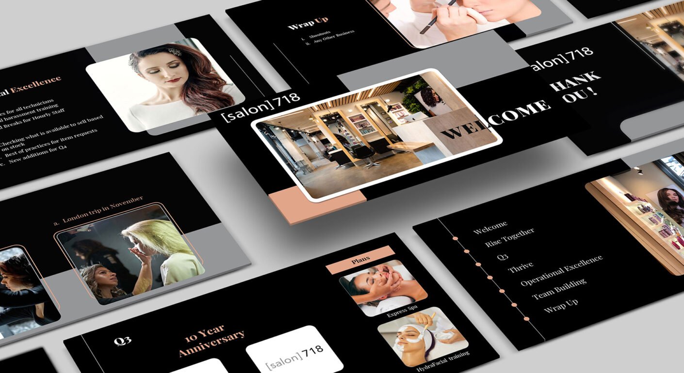 Beauty salon presentation slide design.