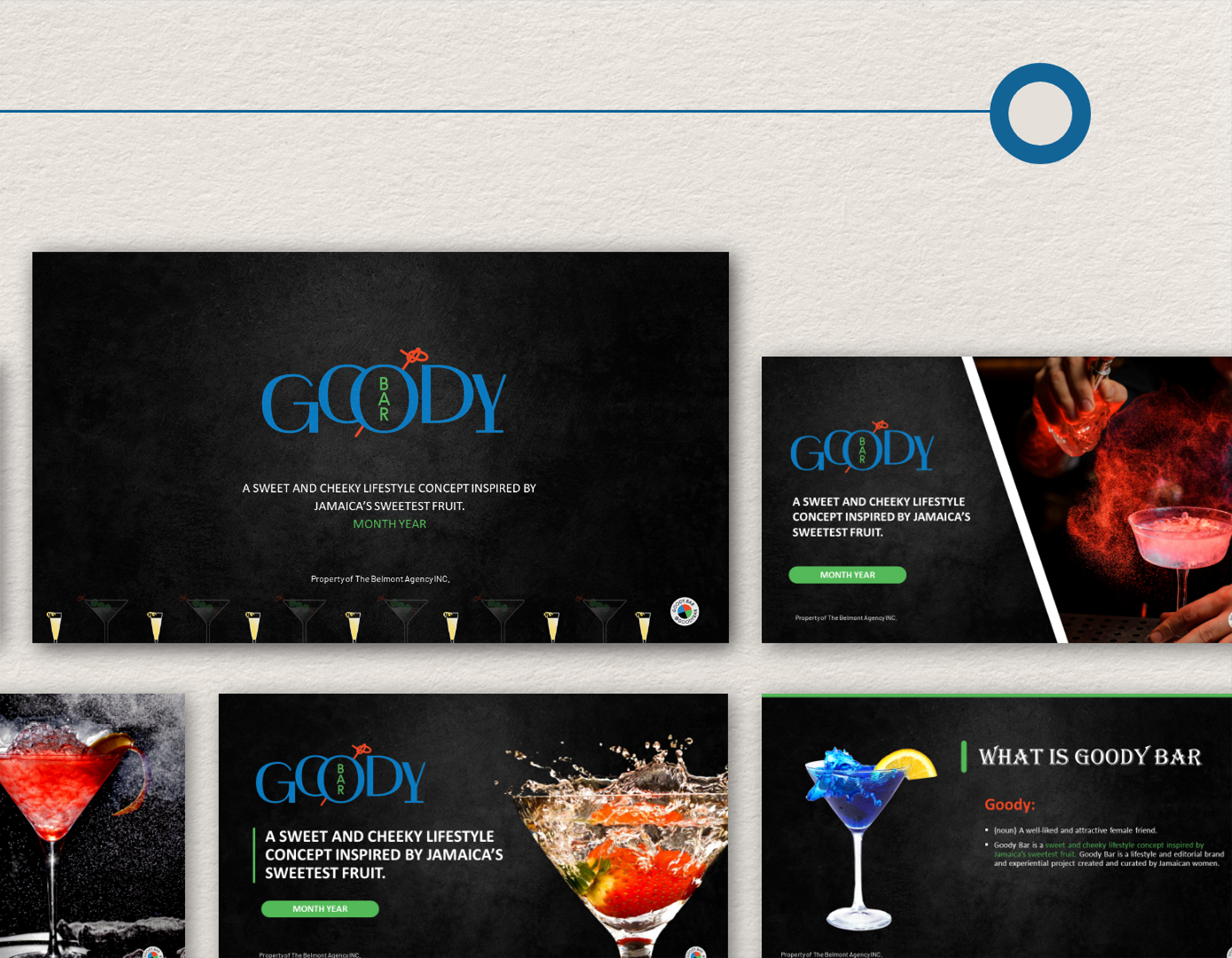 Cocktail bar presentation slide design.