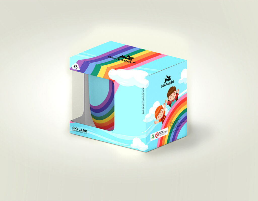 Colorful kids toy packaging box design.