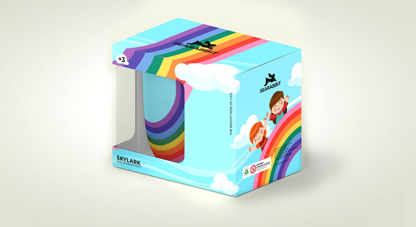 Colorful kids toy packaging box design.