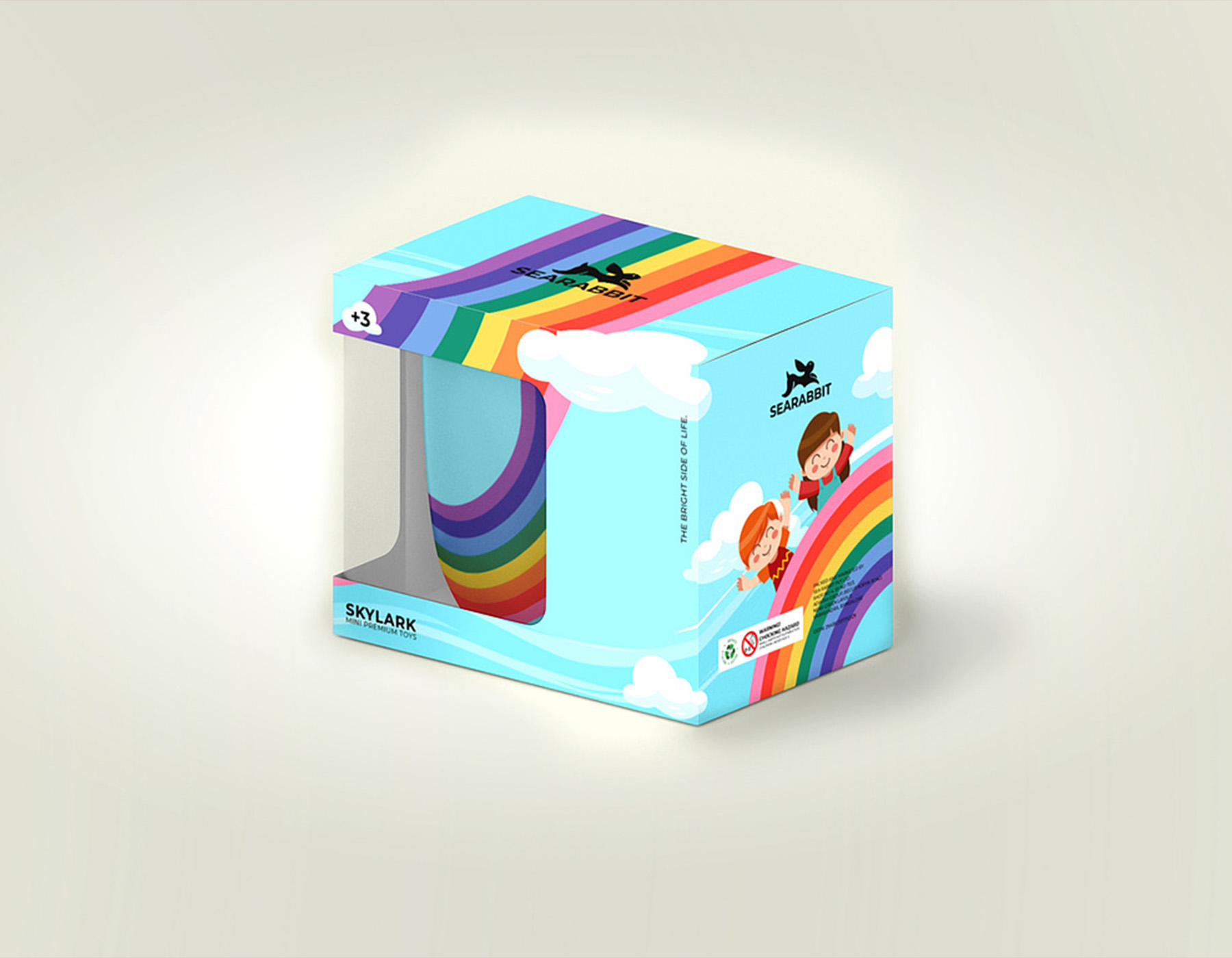Colorful kids toy packaging box design.