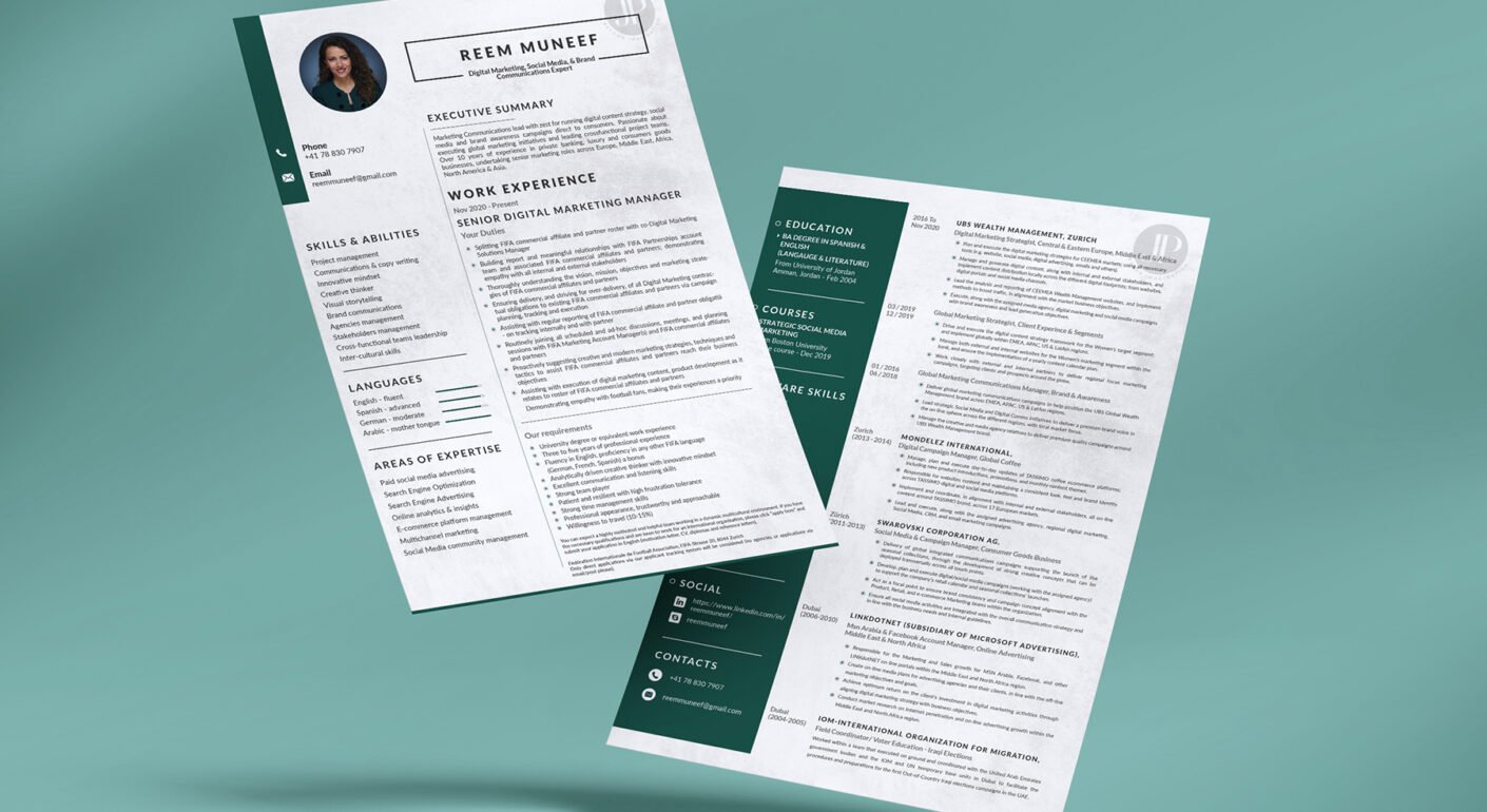 Modern professional resume and CV design.