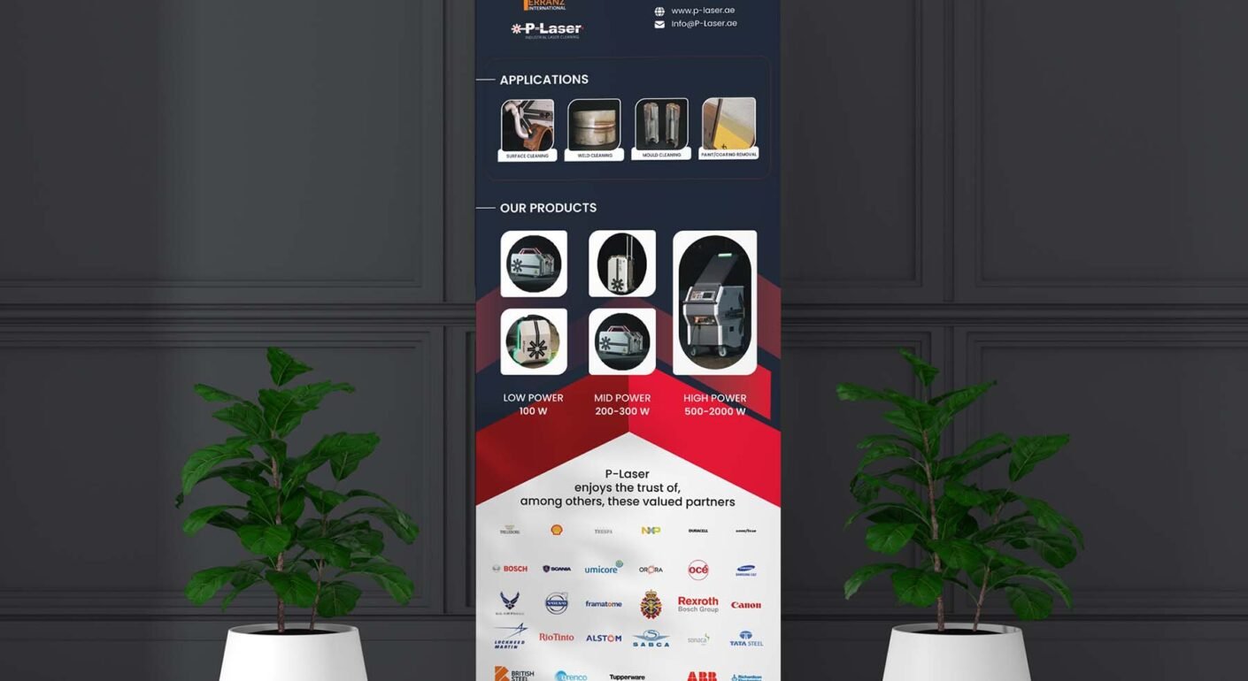 Corporate roll up banner display design.