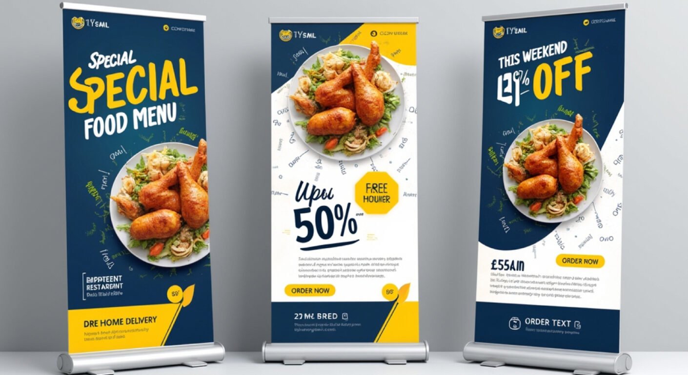 Food promotion roll up banner design