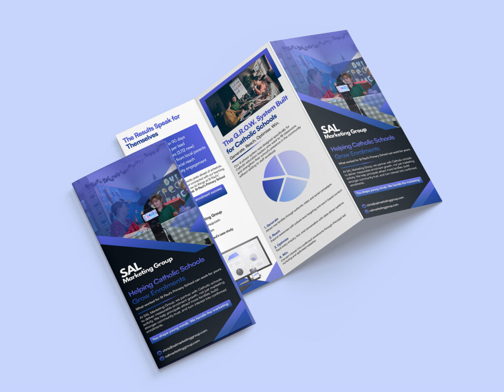 School marketing tri fold brochure design.