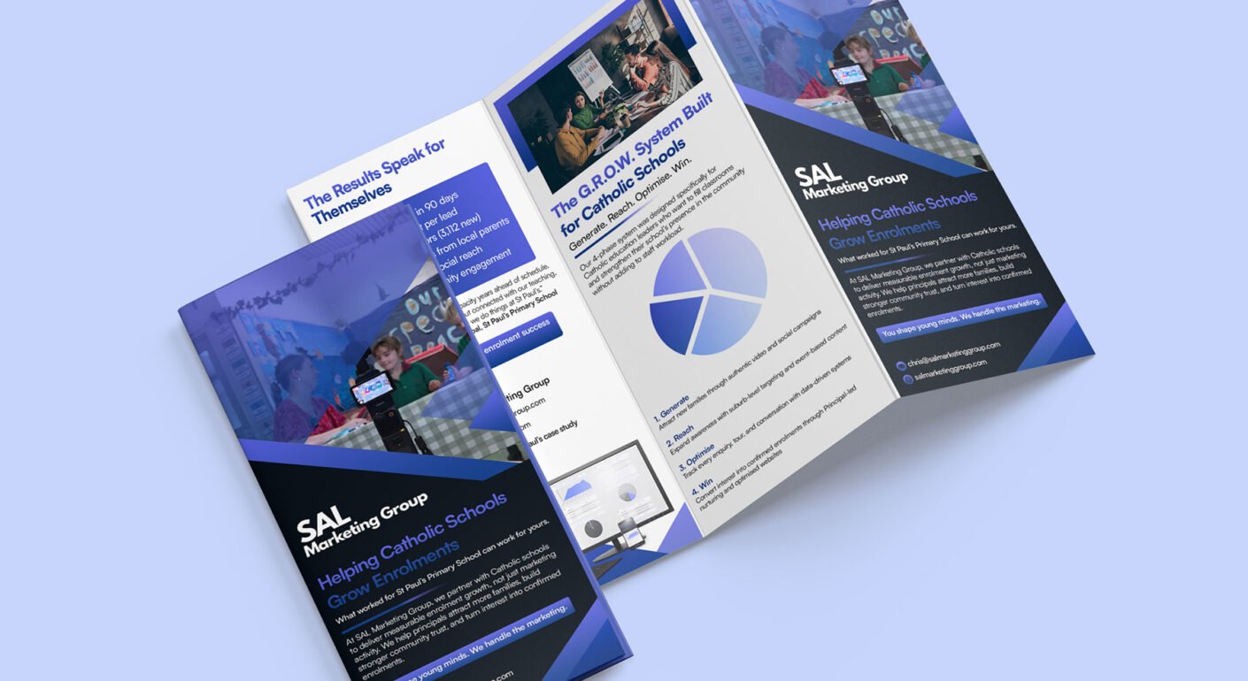 School marketing tri fold brochure design.