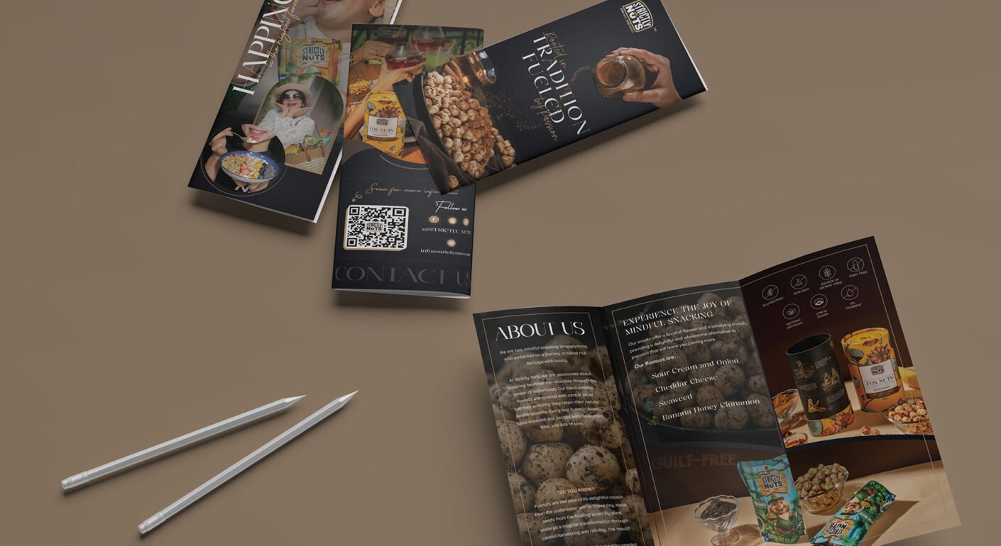 Food product tri fold brochure design.